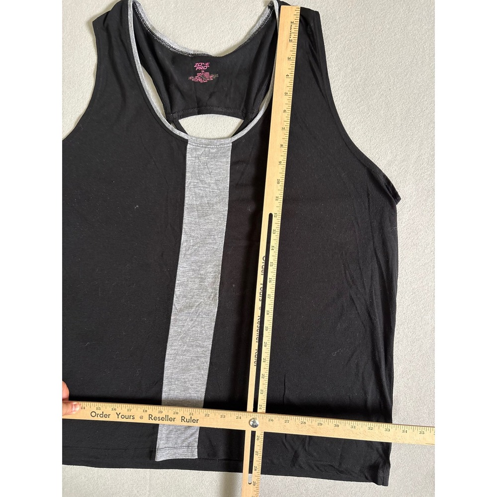 3X Tank Top Black Gray Strappy Racerback Activewear JK3942-CAV - Picture 2 of 8
